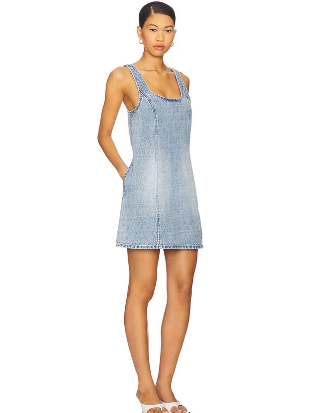 Blank NYC Faded Light Blue Denim Tank Mini Dress - Picture 2 of 4